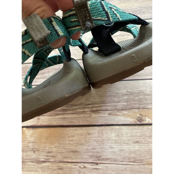 Chaco Kids Size 2 Youth Z1 Eco Tread Sports Strappy Cubit Teal Color Sandals - Picture 5 of 6